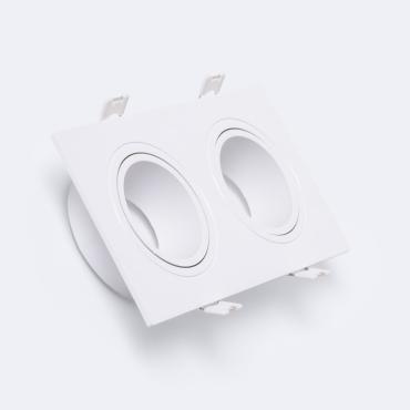 Square Downlight Ring for 2 GU10 / GU5.3 LED Bulbs with 73x173 mm Cut Out in White - White