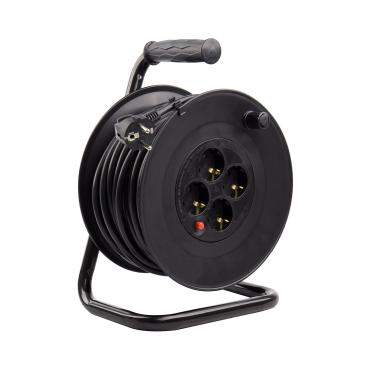 25m Cable Extension Reel 3x15mm with Anti-Twist System - Black