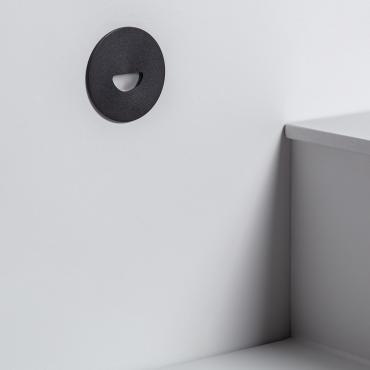 2W Guell Round Aluminium LED Wall Spotlight in Black IP65 -