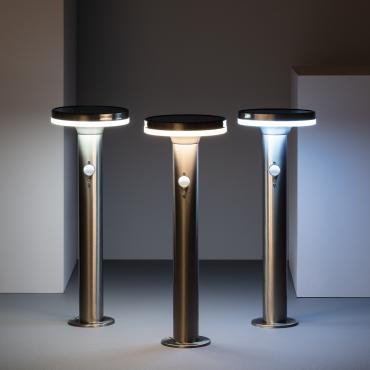 Helios 6W Stainless Steel Solar LED Bollard with PIR Motion Detector 45cm -