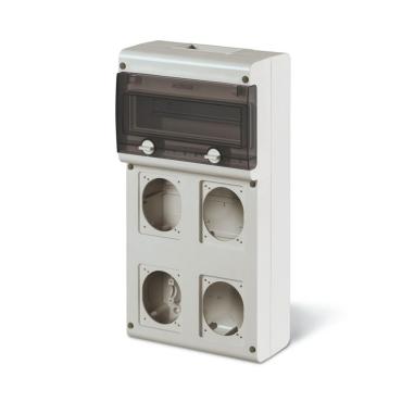 SCAME Switchboard with 11 DIN Modules + 4 sockets – IP66 - Grey