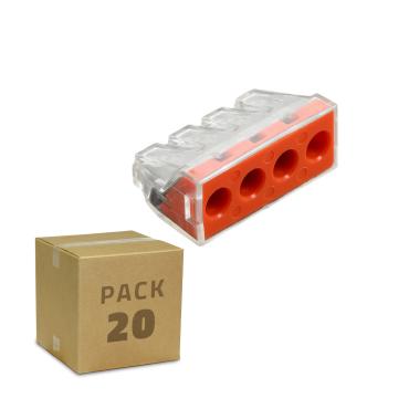 Pack of 20 Quick Connectors with 4 Inputs 2.5-6.0 mm² - Orange