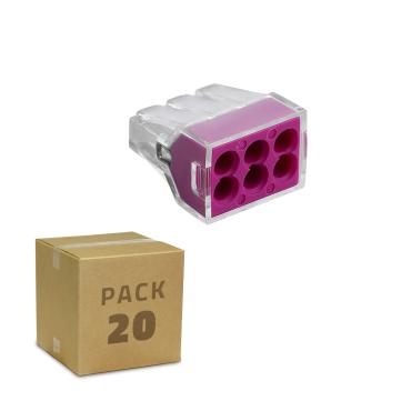 Pack of 20 Quick Connectors with 6 Inputs 0.75-2.5 mm² - Purple
