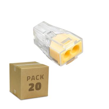 Pack of 20 Quick Connectors with 2 Inputs 0.75-2.5 mm² - Yellow