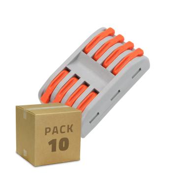 Pack of 10u Quick Connectors with 4 Inputs and 4 Outputs SPL-4 for Splicing 0.08-4mm² Electrical Cable - Grey