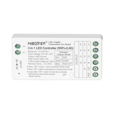 MiBoxer FUT037W+ 12/24V DC RGB/RGBW/RGBWW WiFi LED Dimmer Controller - RGBW+CCT