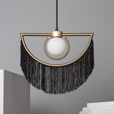 Dalila Metal Pendant Lamp with Bangs - Black