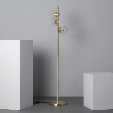 Otos Metal and Glass 3 Spotlights Floor Lamp - Gold
