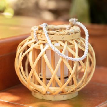 Alejandria Outdoor Rattan Portable LED Table Lamp with Battery - 200 mm