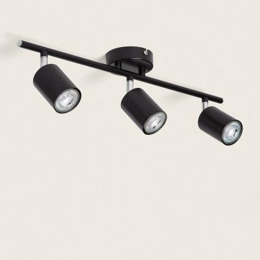 Albus Black 3 Spotlight Metal Directional Ceiling Lamp - Black