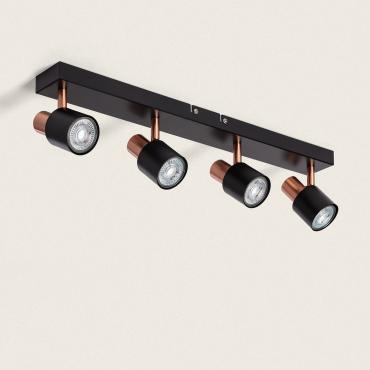 Albus Black Rose Large 4 Spotlight Metal Directional Ceiling Lamp - Black