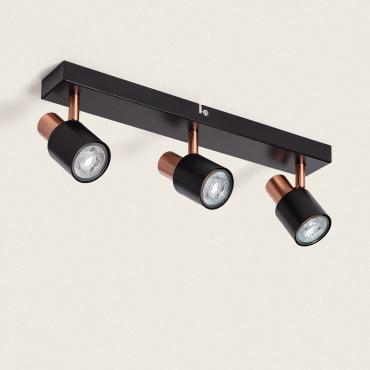 Albus Black Rose Large 3 Spotlight Metal Directional Ceiling Lamp - Black