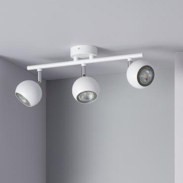 Ates Adjustable Aluminium 3 Spotlight Black Ceiling Lamp - White