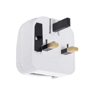 Plug Adapter Type E Wide Head with Straight Cable to Plug Type G (UK) - Black