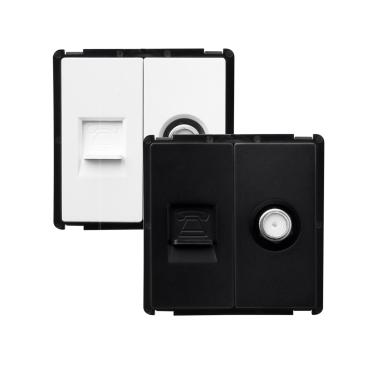 Modern Telephone + Satellite Socket - White