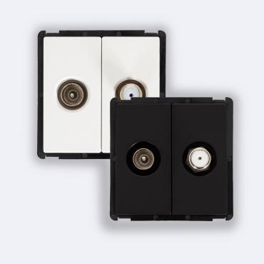 TV Male Socket + Satellite - White