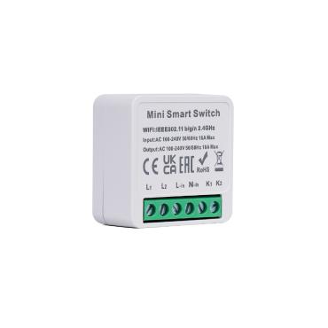 Mini WiFi Switch compatible with 2 Channel Conventional Switch - White