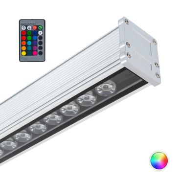 30º 36W LED Wall Washer Light Bar RGB 1000mm IP65 Silver -