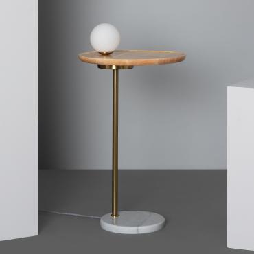 Wood and Glass Table Lamp Brandt ILUZZIA - White / Gold