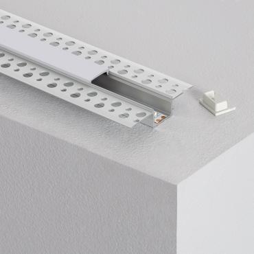 Integrated Plaster/Plasterboard Aluminium Profile with Continous Cover  for LED Strips up to 15 mm - Several options