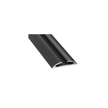 2m Black Semi-Circular Aluminium Surface Profile for Double LED Strips up to 12 mm - Translucent Lid