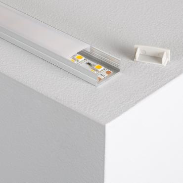 1m Aluminium Surface Profile for double LED strips up to 20mm - Translucent Lid