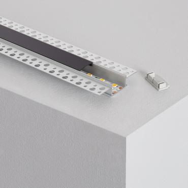 2m Aluminium Recessed in Plaster / Plasterboard for Double LED Strips - Translucent Lid