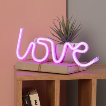 Neon LED Love On Batteries - Pink
