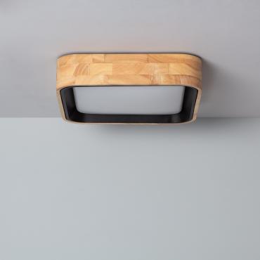 15W Wooden Dari Square LED Surface Panel with Selectable CCT 370x370 mm - Black