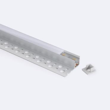 Aluminium Profile with Continous Cover for Plaster/Plasterboard Intergration for LED Strips up to 8mm - 2 m