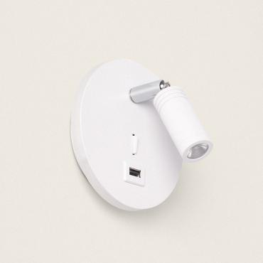 Lampada da Parete a LED 8W Metallo con Porta USB Kuranda Bianco