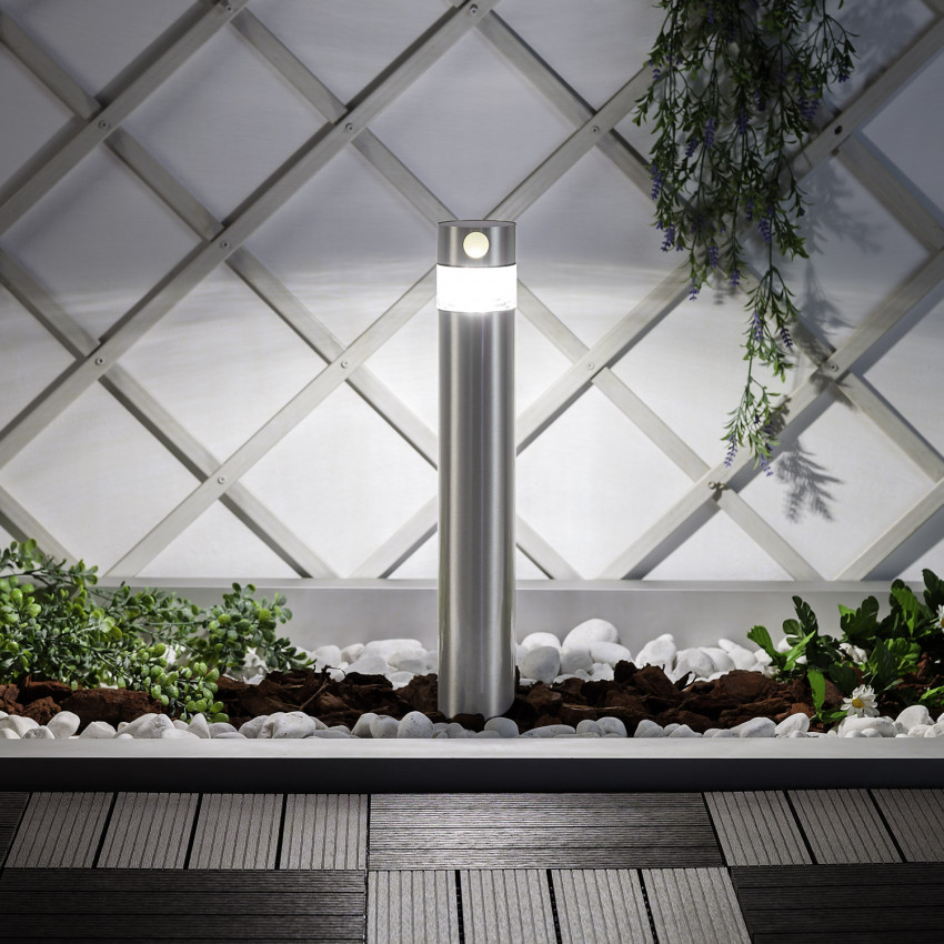 Lampioncino Solare Esterni LED 1.5W Superficie 50cm Acciao Inox con Sensore di Movimiento 