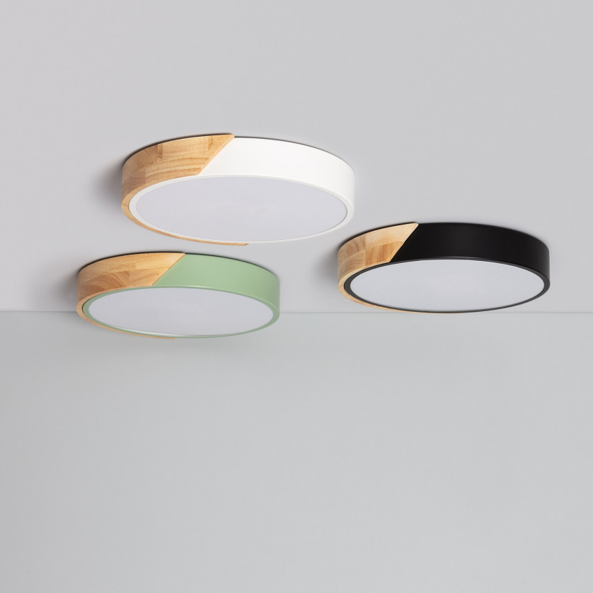 Plafoniera LED 18W Circolare Legno Ø320 mm CCT Selezionabile Semi-Dari
