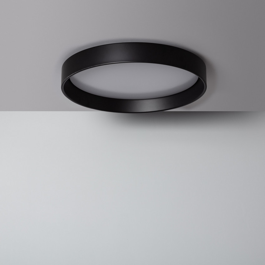 Plafoniera LED 30W Circolare Metallo CCT Selezionabile Nero Design