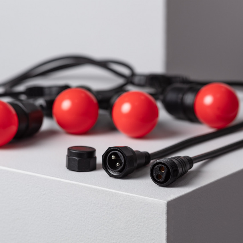 Kit Guirnalda Waterproof 5.5m Negro + 8 Bombillas LED E27 G45 3W de Colores 