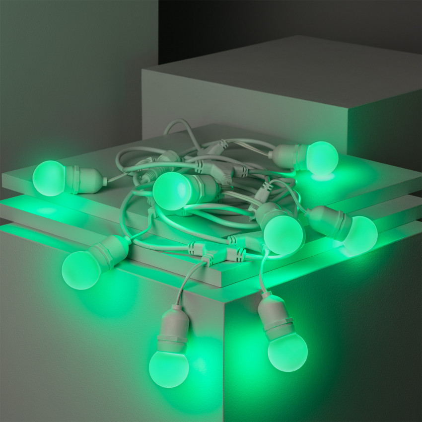 Kit Guirnalda Waterproof 5.5m Blanco + 8 Bombillas LED E27 G45 3W de Colores 
