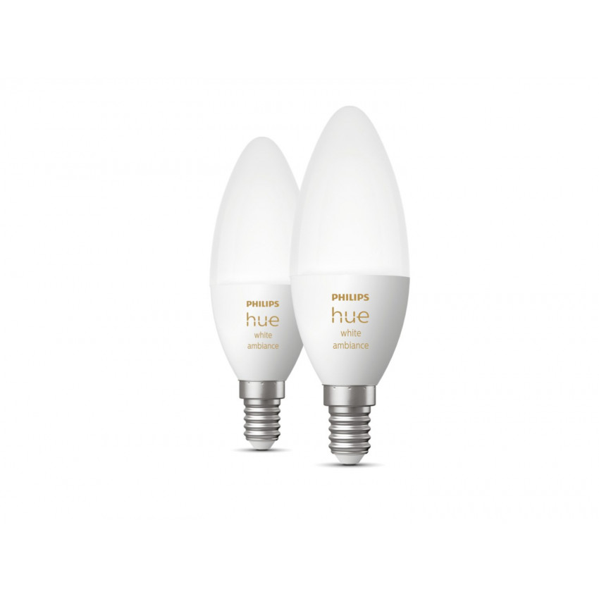 Pack 2 Lampadine LED Smart E14 5.2W 470 lm B39 Hue White PHILIPS