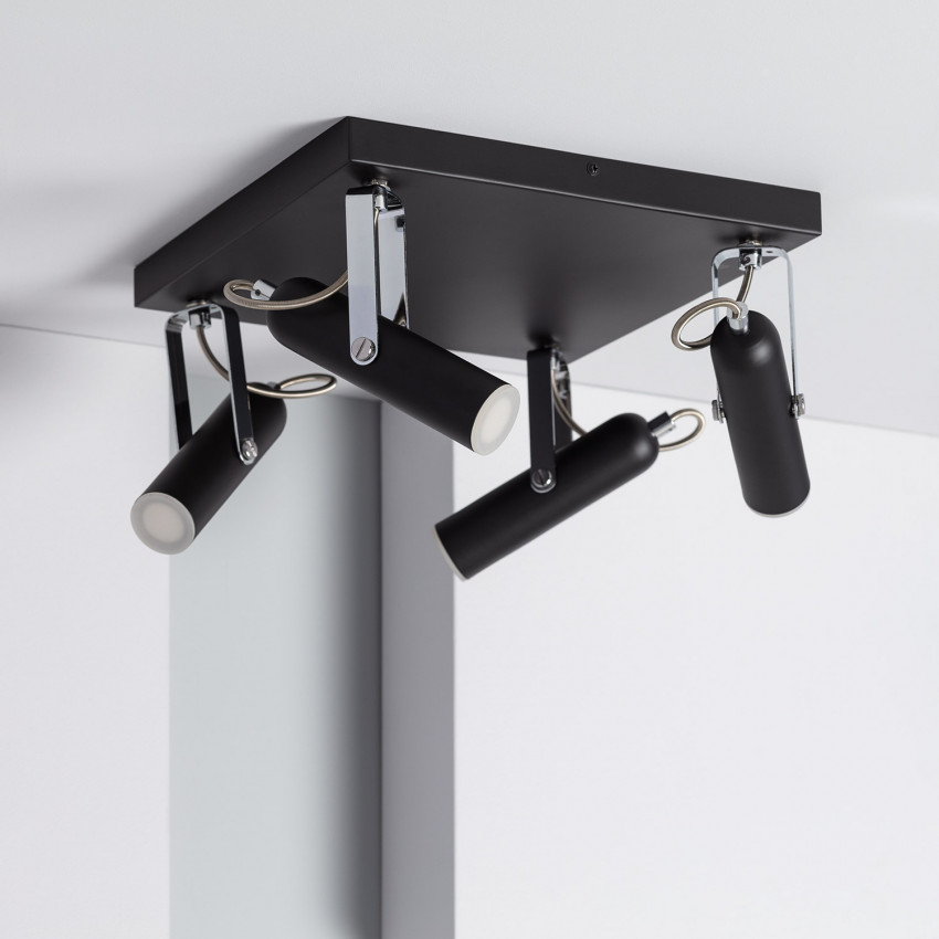 Lampada da Soffitto LED 16W Metallo Orientabile 4 Faretti Bari