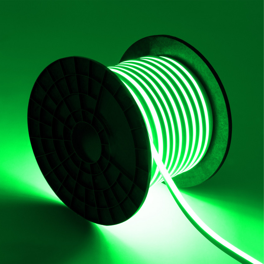 Bobina Striscia LED Neon Dimmerabile 220V AC 120 LED/m Verde IP67 su Misura Taglio ogni 100cm