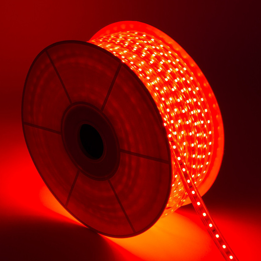 Bobina Striscia LED Dimmerabile 220V AC 60 LED/m 50m Rosso IP65 Larghezza 14 mm Taglio ad ogni 100cm 