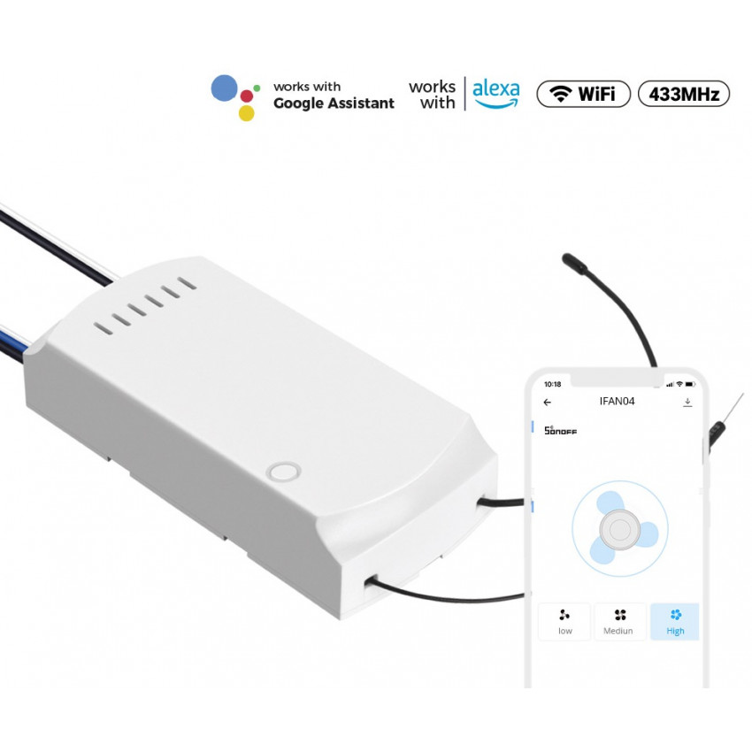 Controlador Smart WiFi para Ventilador de Techo AC SONOFF IFAN04-L
