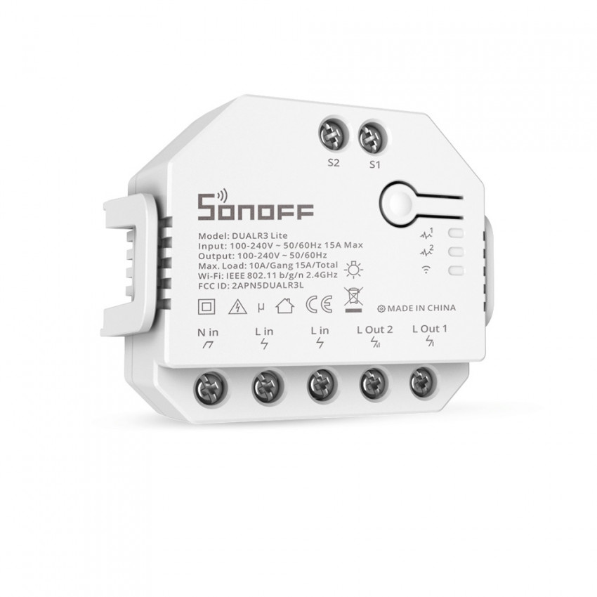 Interruttore Doppio Commutatore Wi-Fi Dual R3 Lite 15A SONOFF