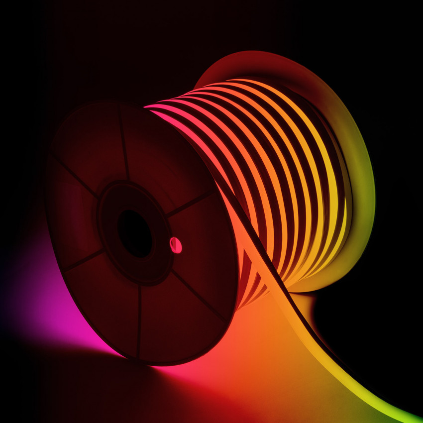 Bobina Striscia LED Neon 11W/m RGB 220V AC 60 LED/m 50m Semicircolare 180º IP67 Taglio ogni 100cm