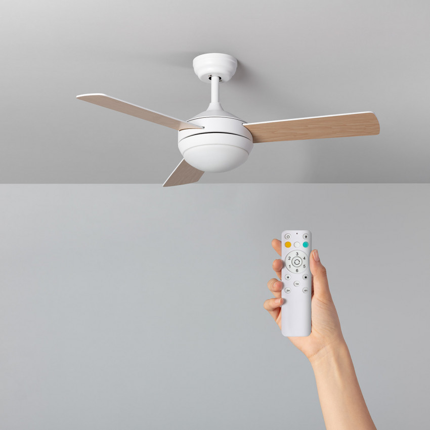 Ventilatore LED da Soffitto Navy Bianco Legno 107cm Motore DC