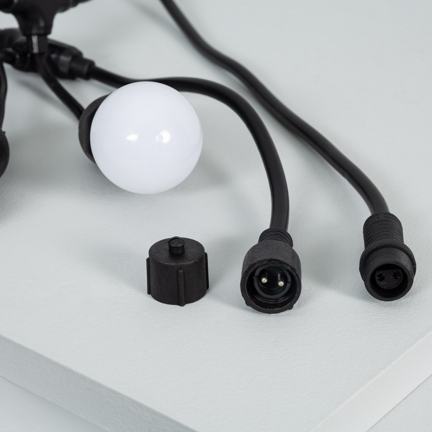 Kit Guirnalda Waterproof 5.5m Negro + 8 Bombillas LED E27 G45 3W de Colores 