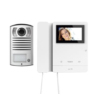 Kit Videocitofono 2 Abitazioni 2 Fili con Placca LINEA 2000 e 2 Monitor Serie 8 TEGUI 378122 Bianco