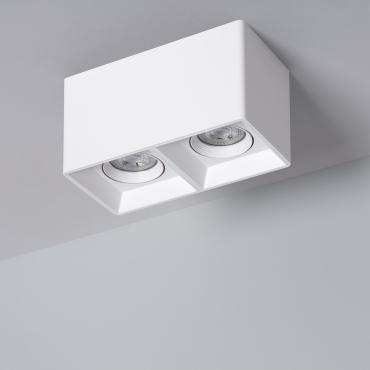 Applique da Soffitto Quadrata Doppia Bianca con Lampadina GU10 Space 2700K