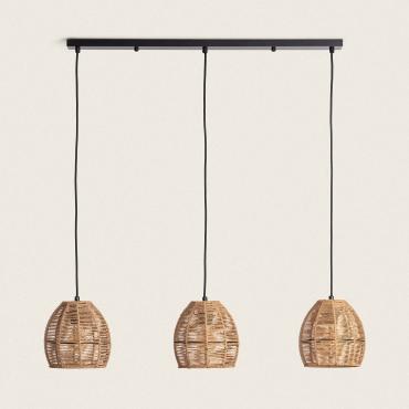 Lampada a Sospensione in Carta Intrecciata Mahali 3 punti luce Naturale