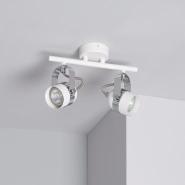 Lampada da Soffitto Orientabile in Alluminio 2 Faretti Sinner Bianco Bianco