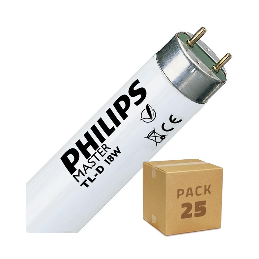 Zestaw Świetlówek Fluorescencyjnych Ściemnialnych PHILIPS T8 60 cm Zasilanie Dwustronne 18W (25szt)